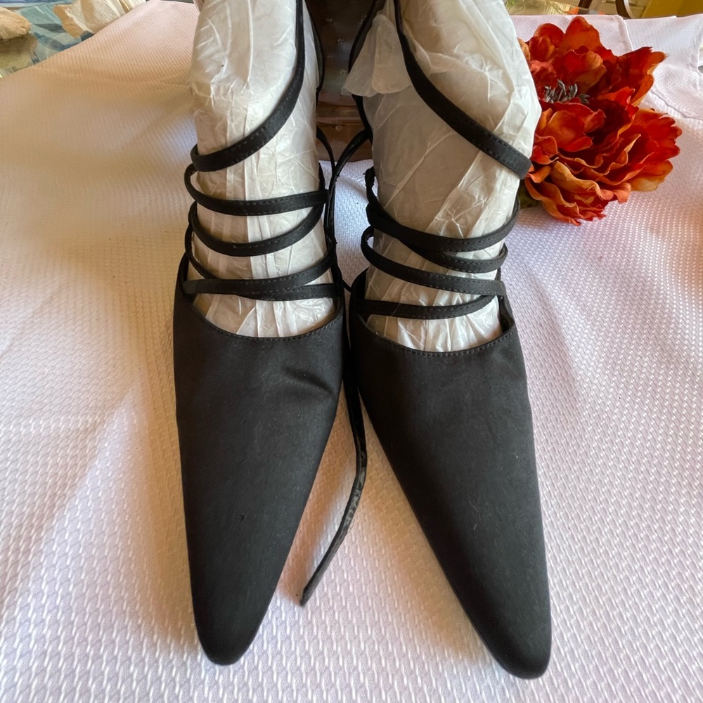 Nina Black Satin Heels